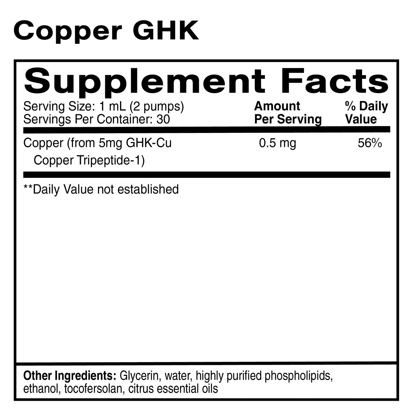 Oral Liposomal Copper GHK